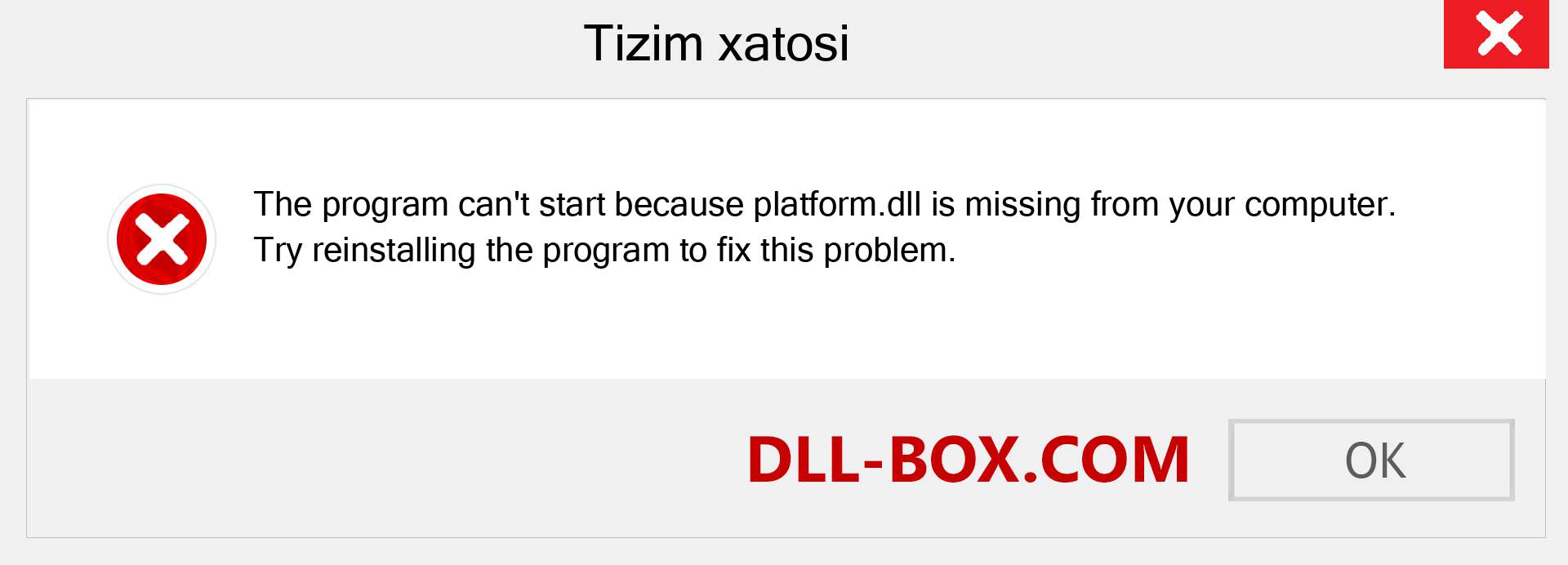 platform.dll fayli yo'qolganmi?. Windows 7, 8, 10 uchun yuklab olish - Windowsda platform dll etishmayotgan xatoni tuzating, rasmlar, rasmlar